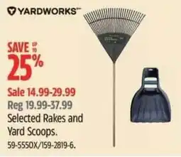Canadian Tire Yardworks selected rakes and yard scoops offer