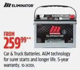 Canadian Tire Eliminator car & truck batteries offer