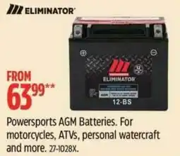 Canadian Tire Eliminator Powersports AGM Batteries offer