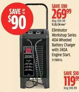 Canadian Tire Eliminator Workshop Series 40A Wheeled Battery Charger with 240A Engine Start offer