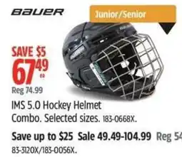 Canadian Tire Bauer IMS 5.0 Hockey Helmet Combo offer