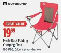 Canadian Tire Outbound mesh-back folding camping chair offer