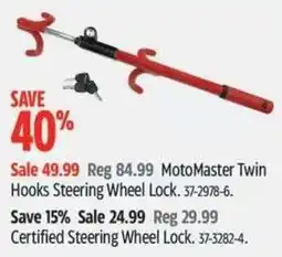 Canadian Tire MotoMaster Twin Hooks Steering Wheel Lock offer