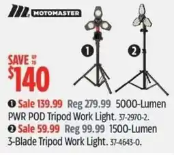 Canadian Tire Motomaster 5000-Lumen Pwr Pod Tripod Work Light offer