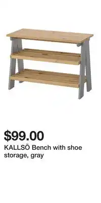IKEA KALLSÖ Bench with shoe storage, gray offer