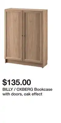 IKEA BILLY / OXBERG Bookcase with doors, oak effect offer