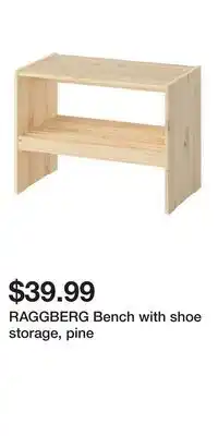 IKEA RAGGBERG Bench with shoe storage, pine offer