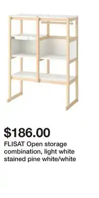 IKEA FLISAT Open storage combination, light white stained pine white/white offer