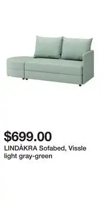 IKEA LINDÅKRA Sofabed, Vissle light gray-green offer
