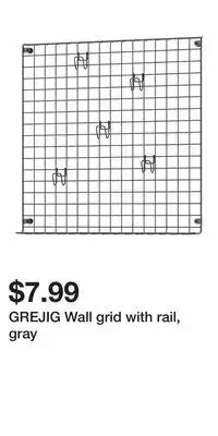 IKEA GREJIG Wall grid with rail, gray offer
