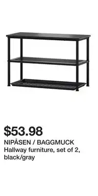 IKEA NIPÅSEN / BAGGMUCK Hallway furniture, set of 2, black/gray offer