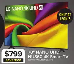 Leon's LG 70 4K Smart NANO UHD NU860 TV - 70NU860BYUD.ACCQ offer