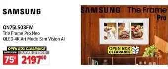 2001 Audio Video QN75LS03FW 75 SAMSUNG The Frame Pro Neo QLED 4K Art Mode Sam Vision AI offer