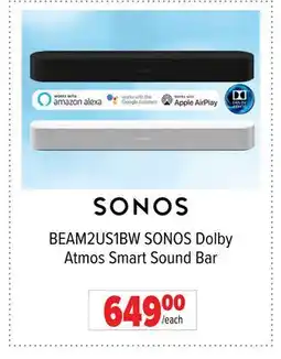 2001 Audio Video BEAM2US1B SONOS Dolby Atmos Smart Sound Bar offer