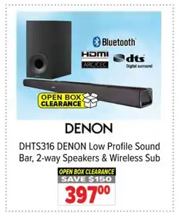 2001 Audio Video DHTS316 DENON Low Profile Sound Bar, 2-way Speakers & Wireless Sub offer