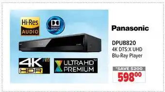 2001 Audio Video DPUB820 Panasonic 4K DTS:X UHD Blu-Ray Player offer