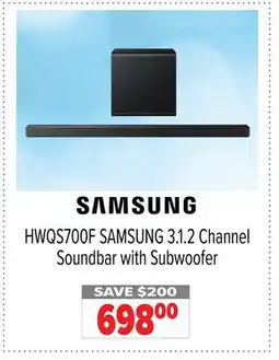 2001 Audio Video HWQS700F SAMSUNG 3.1.2 Channel Soundbar with Subwoofer offer