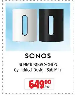 2001 Audio Video SUBM1US1BW SONOS Cylindrical Design Sub Mini offer