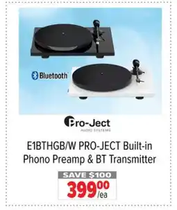 2001 Audio Video E1BTHGB/W PRO-JECT Built-in Phono Preamp & BT Transmitter offer