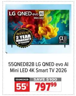 2001 Audio Video 55QNED82B LG QNED evo AI Mini LED 4K Smart TV 2026 offer