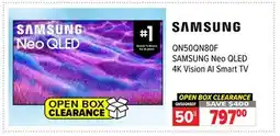 2001 Audio Video QN50QN80F SAMSUNG Neo QLED 4K Vision AI Smart TV offer