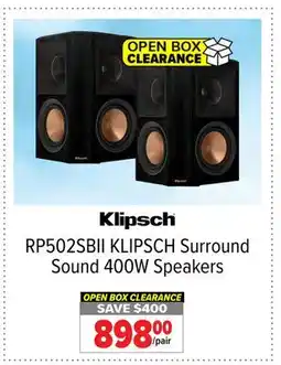 2001 Audio Video RP502SBI KLIPSCH Surround Sound 400W Speakers offer