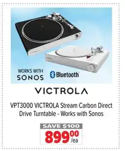 2001 Audio Video VPT3000 VICTROLA Stream Carbon Direct Drive Turntable offer