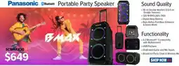 2001 Audio Video SCBMAX30 Panasonic Portable Party Speaker offer