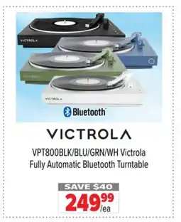 2001 Audio Video VPT800BLK/BLU/GRN/WH Victrola Fully Automatic Bluetooth Turntable offer