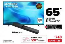 Visions Electronics Samsung 65 U8000H 4K Smart TV + 2.1-Channel Soundbar System offer