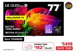 Visions Electronics LG OLED evo AI Wallpaper TV NATIVE 120Hz PANEL W6 PUA 4K Smart TV 9mm THINNESS offer