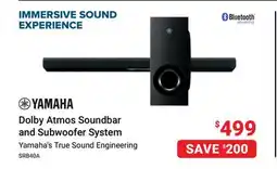 Visions Electronics Yamaha Dolby Atmos Soundbar and Subwoofer System offer