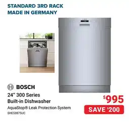 Visions Electronics BOSCH 24 300 Series Built-in Dishwasher offer