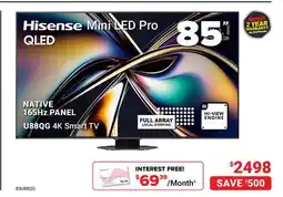 Visions Electronics Hisense Mini LED Pro QLED 85 NATIVE 165Hz PANEL U88QG 4K Smart TV offer