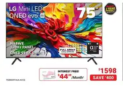 Visions Electronics LG Mini LED QNED evo AI NATIVE 120HZ PANEL QNED 91 4K Smart TV 75 offer
