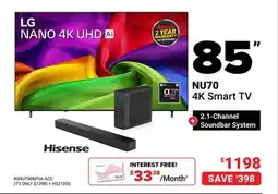 Visions Electronics LG 85 NU70 4K Smart TV + 2.1-Channel Soundbar System offer