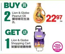 T&T Supermarket LION & GLOBE PEANUT OIL, (2L) offer