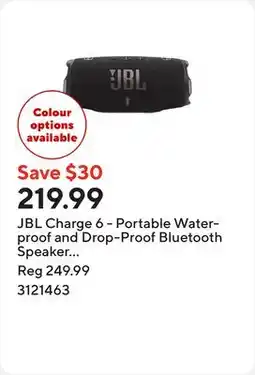 Staples JBL Charge 6 - Portable Waterproof and Drop-Proof Bluetooth Speaker - Black offer
