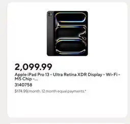 Staples Apple iPad Pro 13 - Ultra Retina XDR Display - Wi-Fi - M5 Chip - 256 GB - Space Black offer