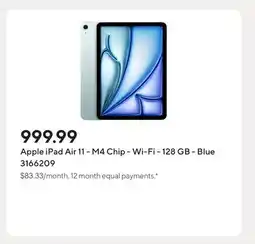 Staples Apple iPad Air 11 - M4 Chip - Wi-Fi - 128 GB - Blue offer