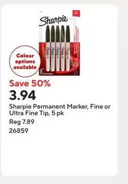 Staples Sharpie Permanent Marker, Fine or Ultra Fine Tip offer