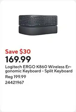 Staples Logitech ERGO K860 Wireless Ergonomic Keyboard - Split Keyboard offer