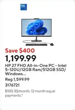 Staples HP 27 FHD All-in-One PC - Intel 5-120U/12GB Ram/512GB SSD/Windows 11 Home offer