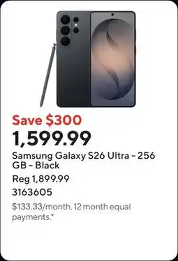 Staples Samsung Galaxy S26 Ultra - 256 GB - Black offer