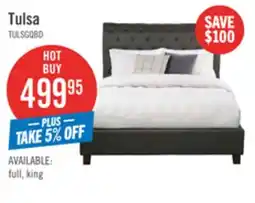The Brick Tulsa Upholstered Platform Bed in Grey Vegan-Leather Fabric, Button Tufted - Queen Size offer