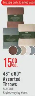 The Brick 48 x 60 Assorted Throws offer