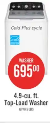 The Brick GE 4.9 Cu. Ft. Top Load Agitator Washer - White - GTW491BMRWS offer