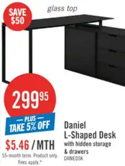 The Brick Daniel 55.11 Glass-Top L-Shaped Desk with Storage - Black offer