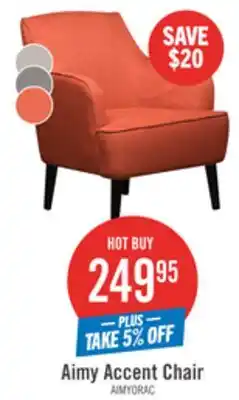 The Brick Aimy 28 Linen Look Fabric Accent Chair with Cylindrical Wood Legs - Orange offer