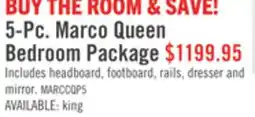 The Brick Marco 5pc Bedroom Set with Bed, Dresser & Mirror, Cherry Brown - Queen Size offer